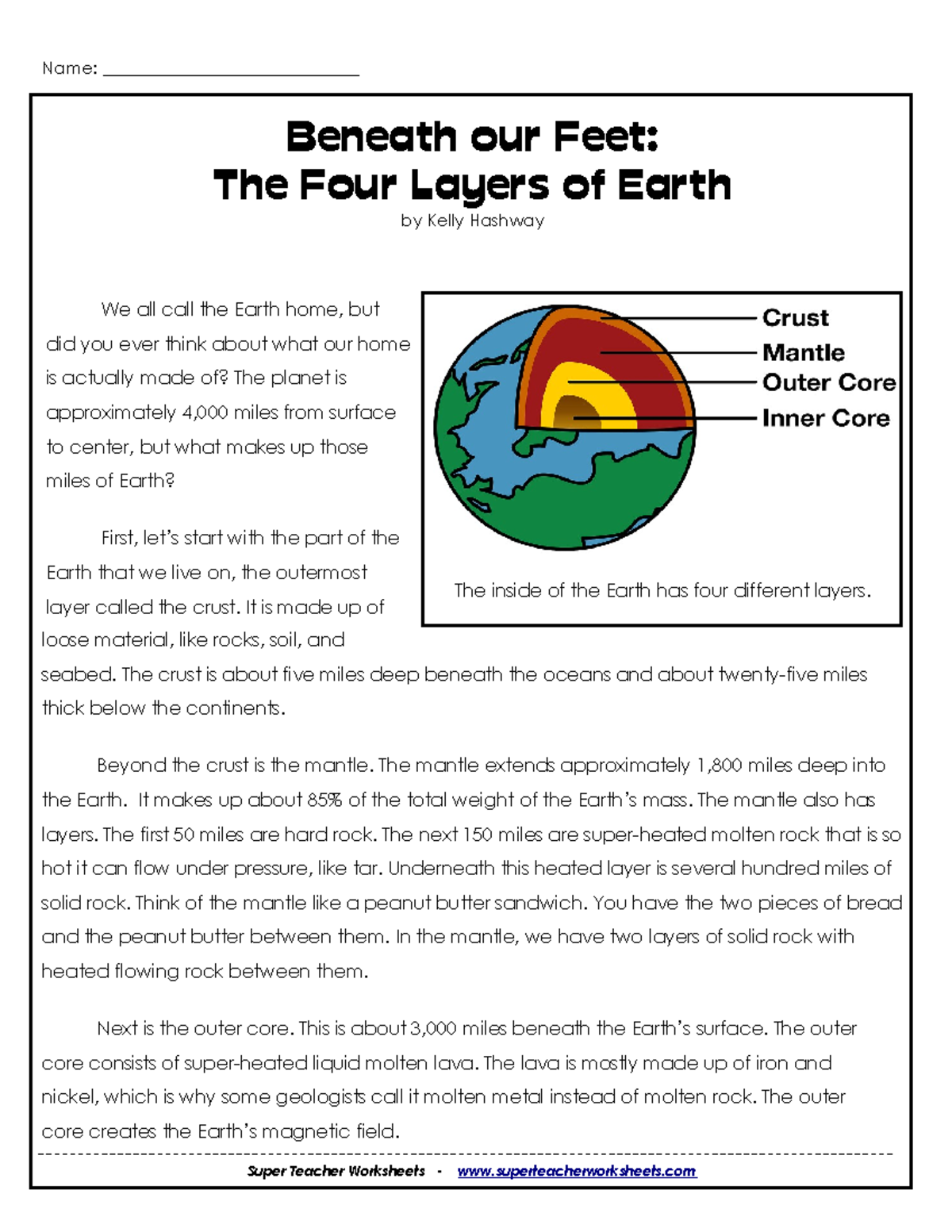 Layers of the Earth - nut - Name ...