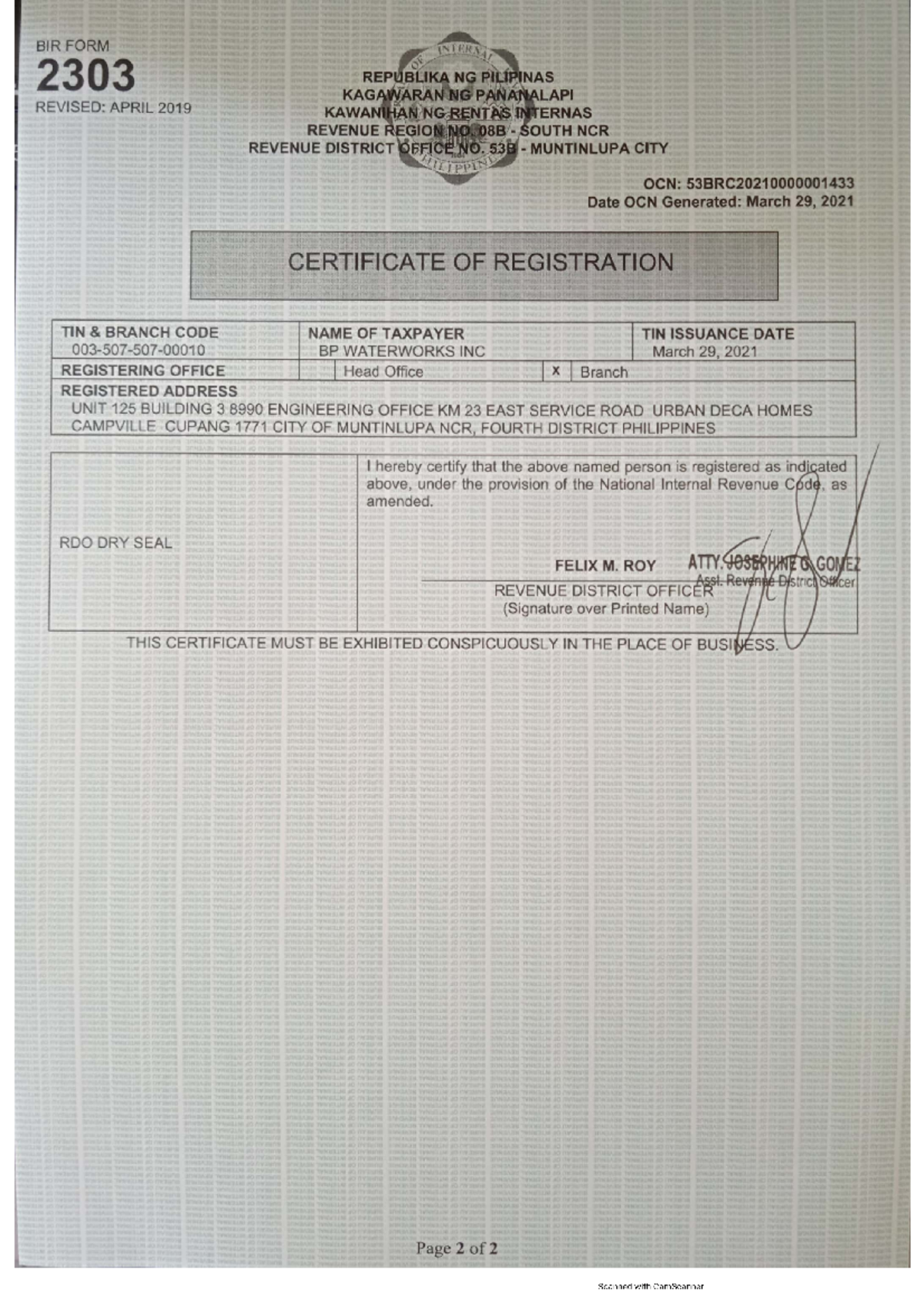 2303 Campville - for ref - LAW ON BUSINESS AND INCOME TAXATION - Studocu