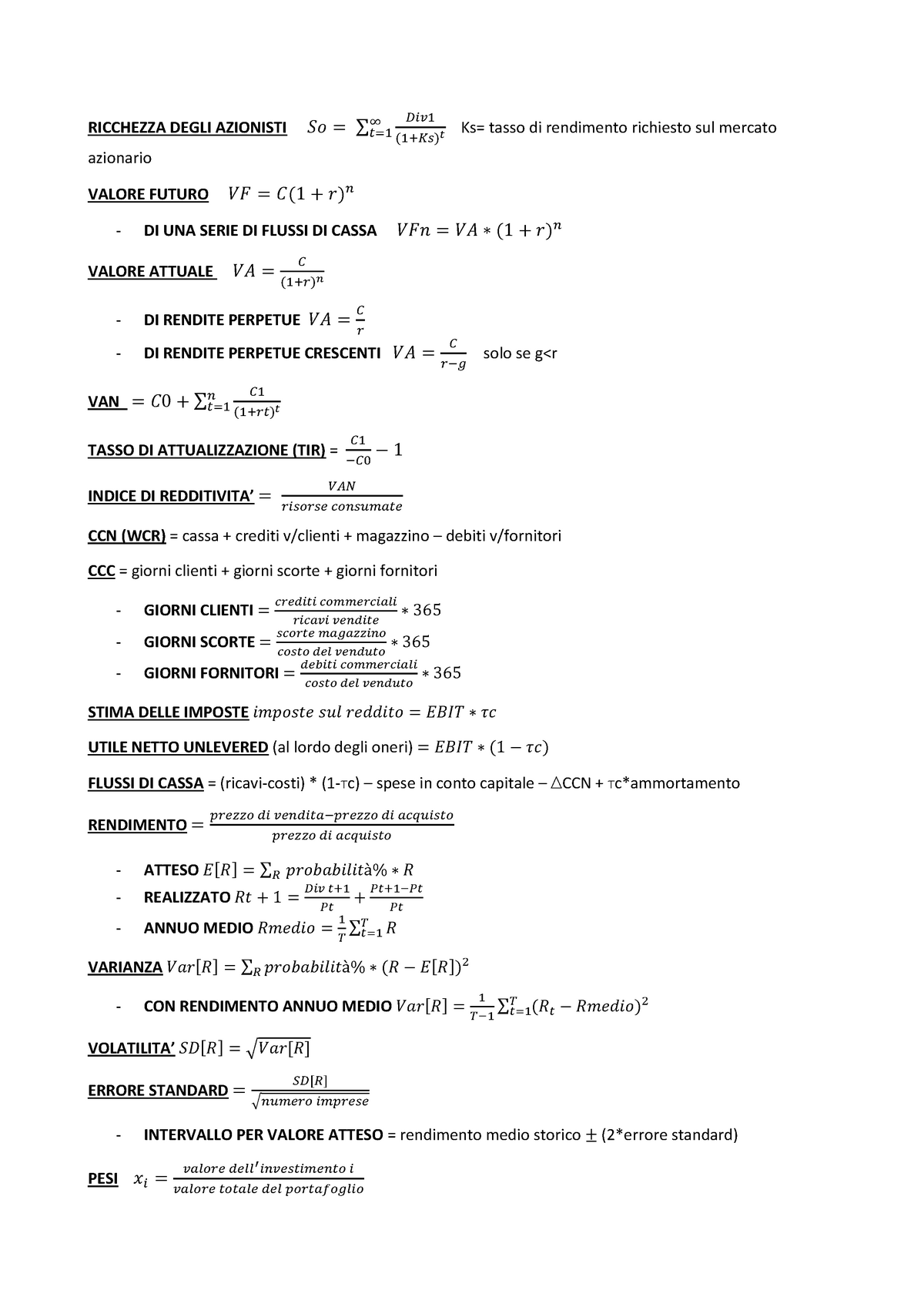 Formulario Finanza Aziendale Warning Tt Undefined Function 32 Warning Tt Undefined 9705