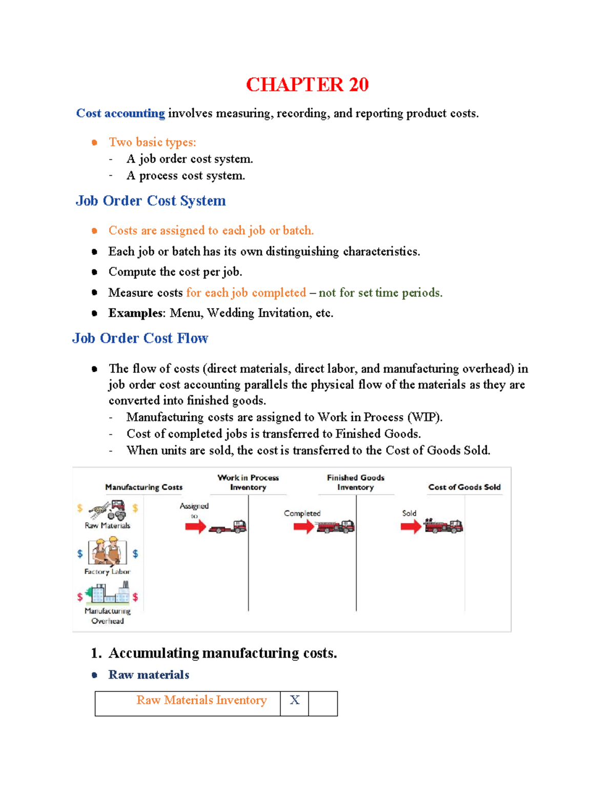 Chapter20 Midterm CHAPTER 20 Cost accounting involves measuring