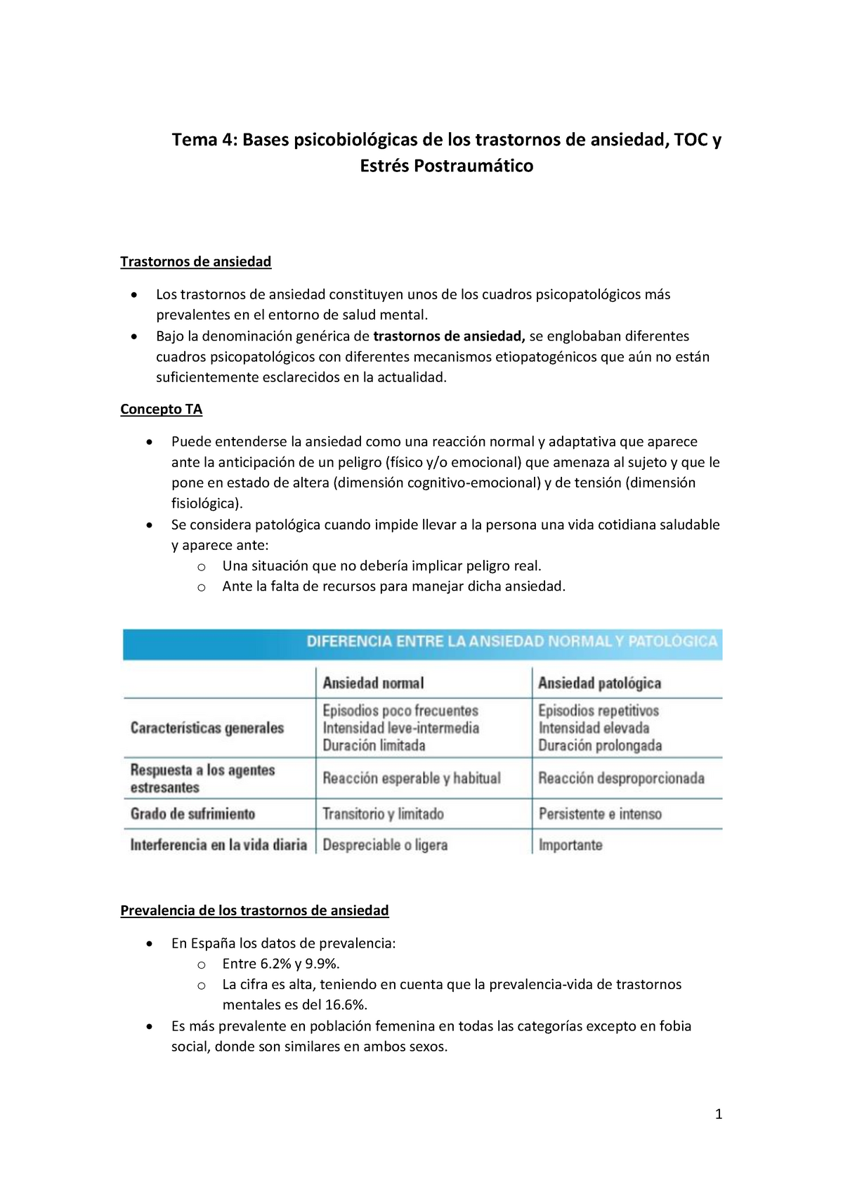 Temas 4 Y 5 - Tema 4: Bases Psicobiológicas De Los Trastornos De ...