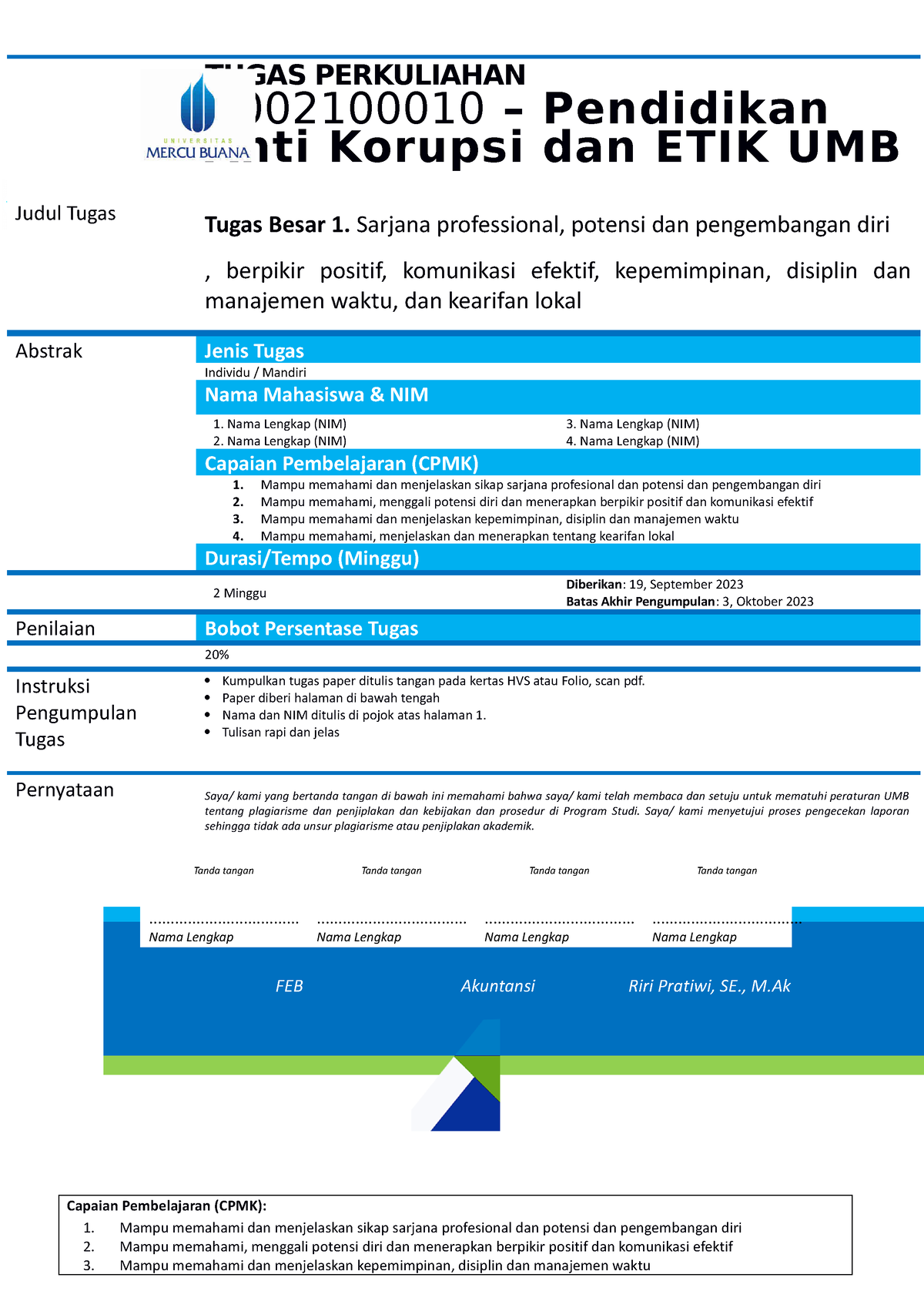 TB 1 Ganjil 2023 - Acc - TUGAS PERKULIAHAN U002100010 – Pendidikan Anti ...