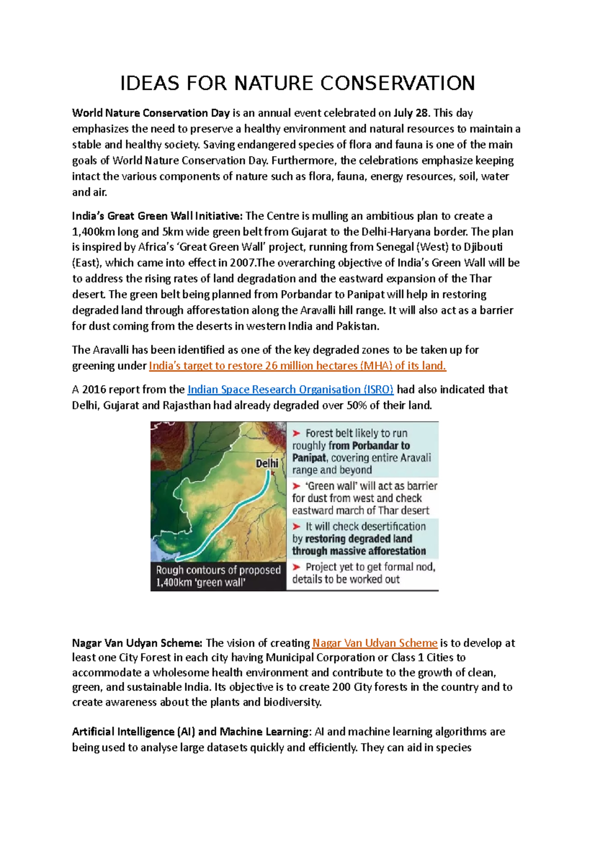 Essay ON Nature Conservation - IDEAS FOR NATURE CONSERVATION World ...