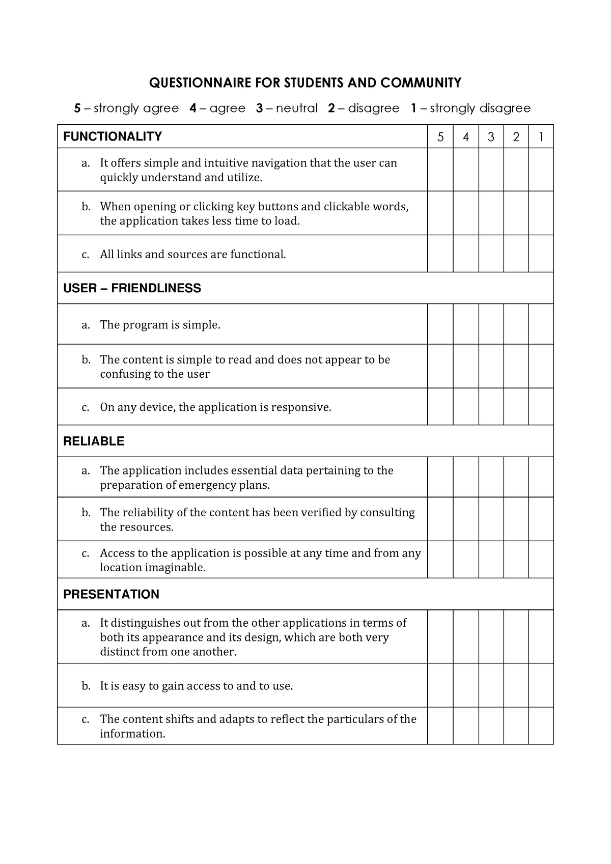 Questionnaire FOR Students AND Community - QUESTIONNAIRE FOR STUDENTS ...