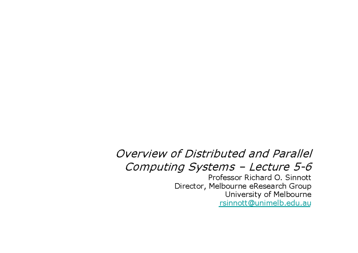 Lecture 5-6 - Overview of Distributed and Parallel Computing Systems ...