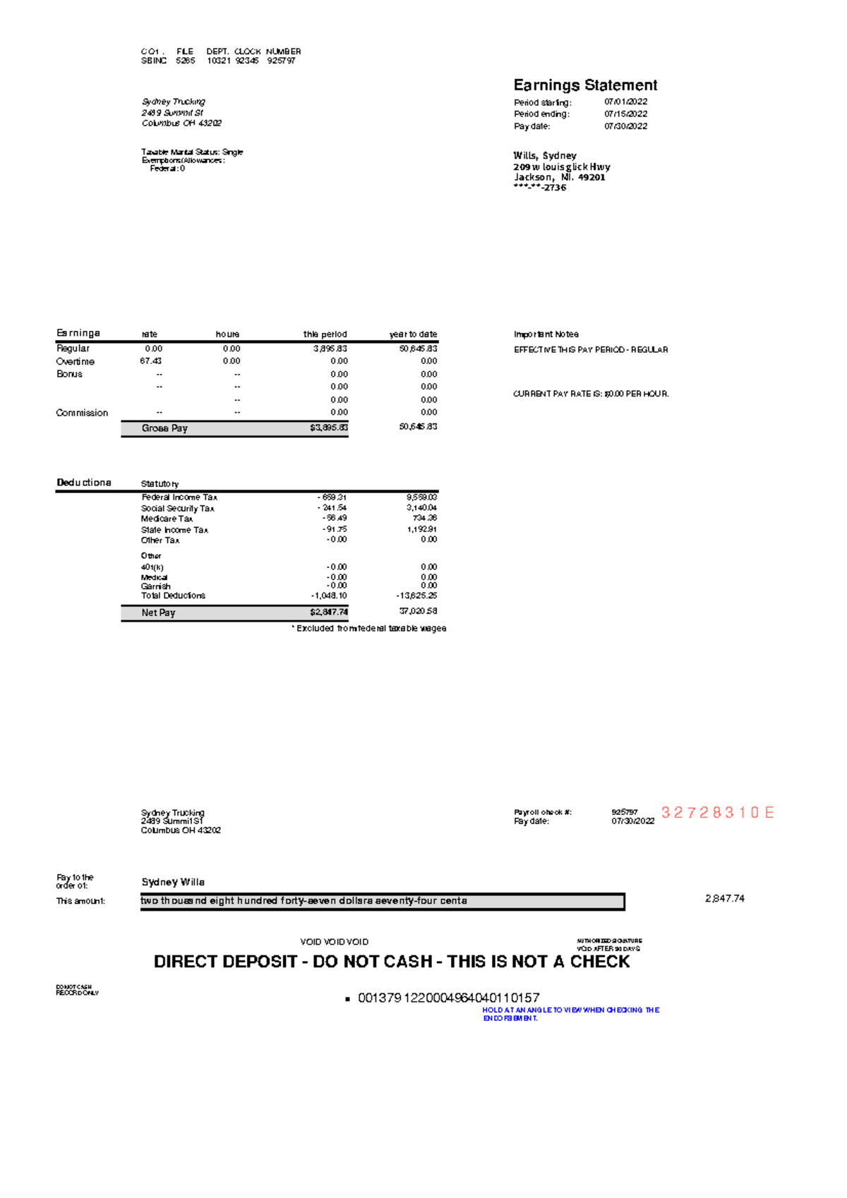 Paycheckstub 1 597188 - // total deduction this perioC O1. FILE DEPT ...