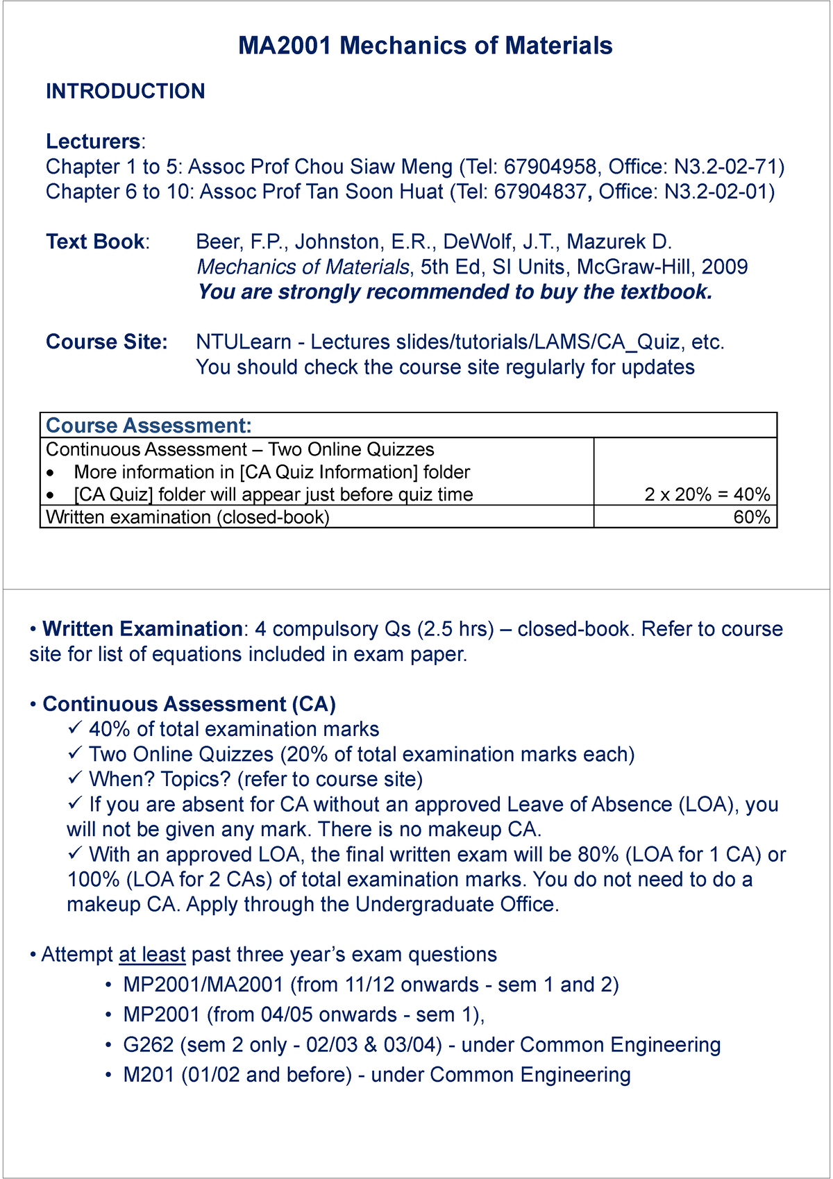 MA2001- Introduction Online - INTRODUCTION Lecturers: Chapter 1 To 5 ...