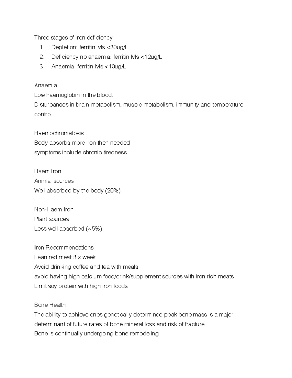 Nutr497b 13 - NUTR 497B study guide - Three stages of iron deficiency 1 ...