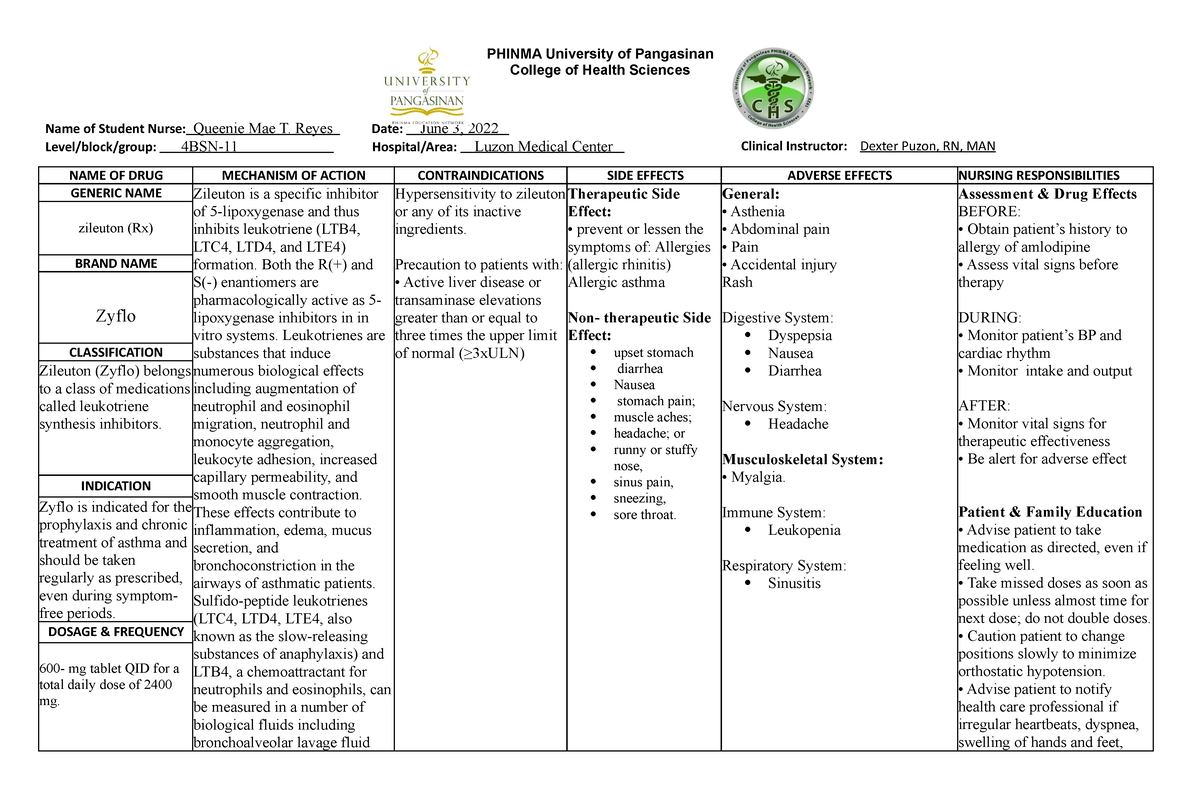 DS olodaterol - drug study - PHINMA University of Pangasinan College of ...