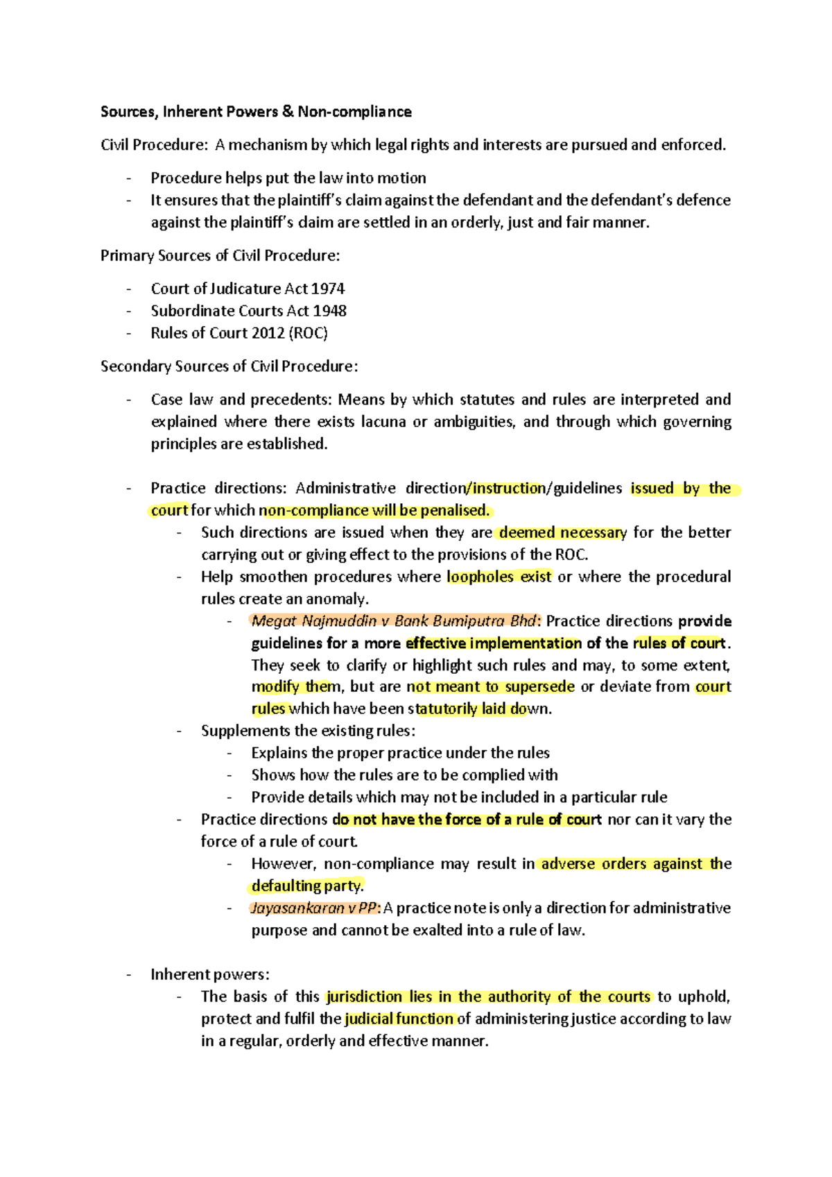 Sources - Court Jurisdiction - Sources, Inherent Powers & Non ...
