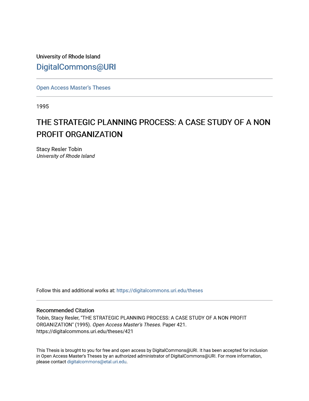 strategic planning process case study