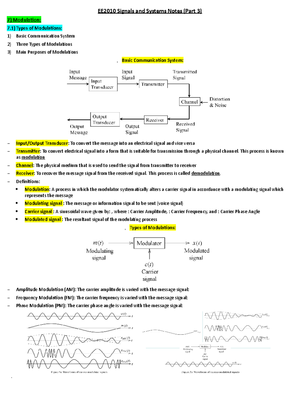 EE2010 Signals And Systems Notes (Part 3) - This Process Is Known As ...