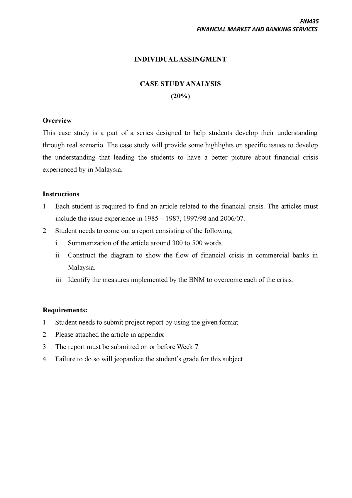 fin435 individual assignment money market