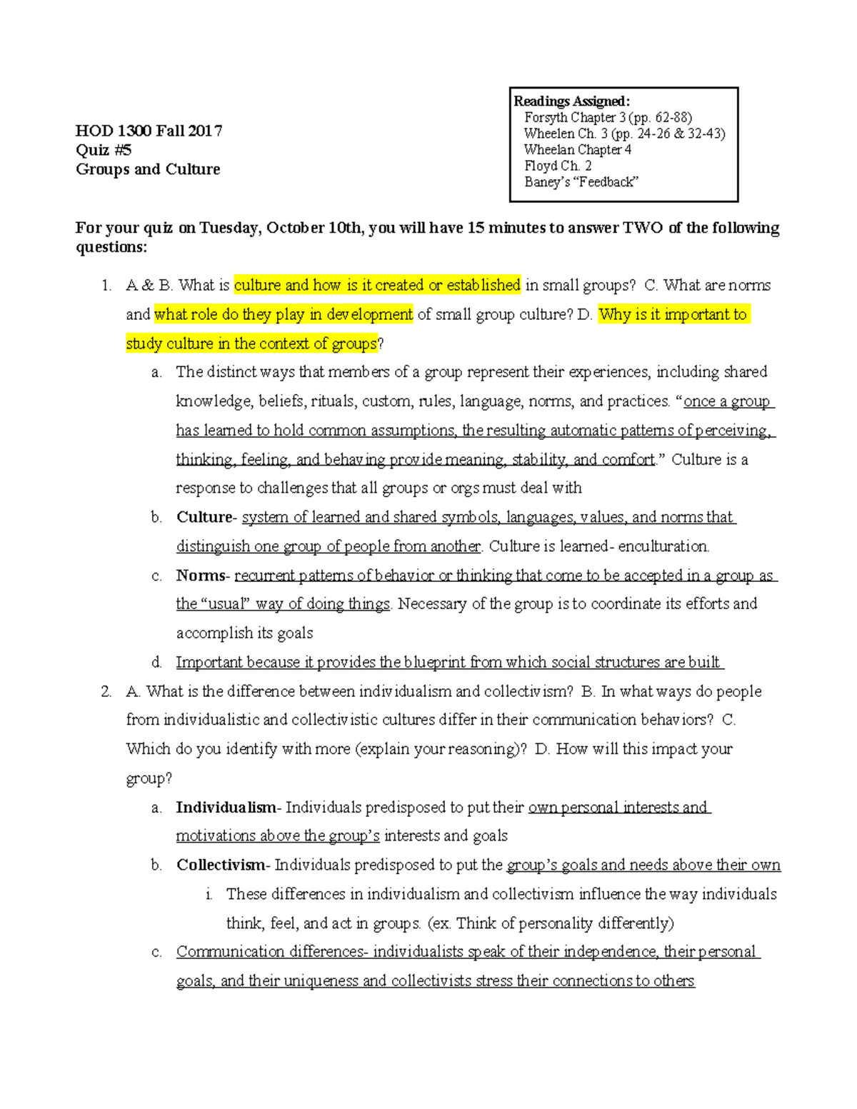 Quiz 5 Leslie Kirby Readings Assigned Forsyth Chapter 3 (pp. 6288