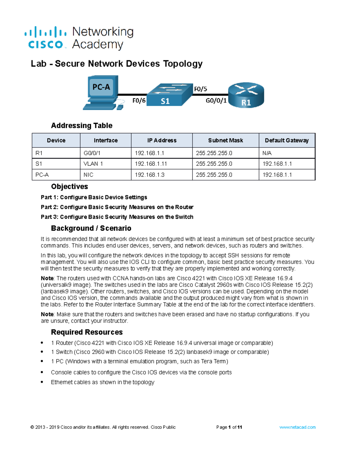 16.5.2 Lab - Secure Network Devices - Lab - Secure Network Devices ...