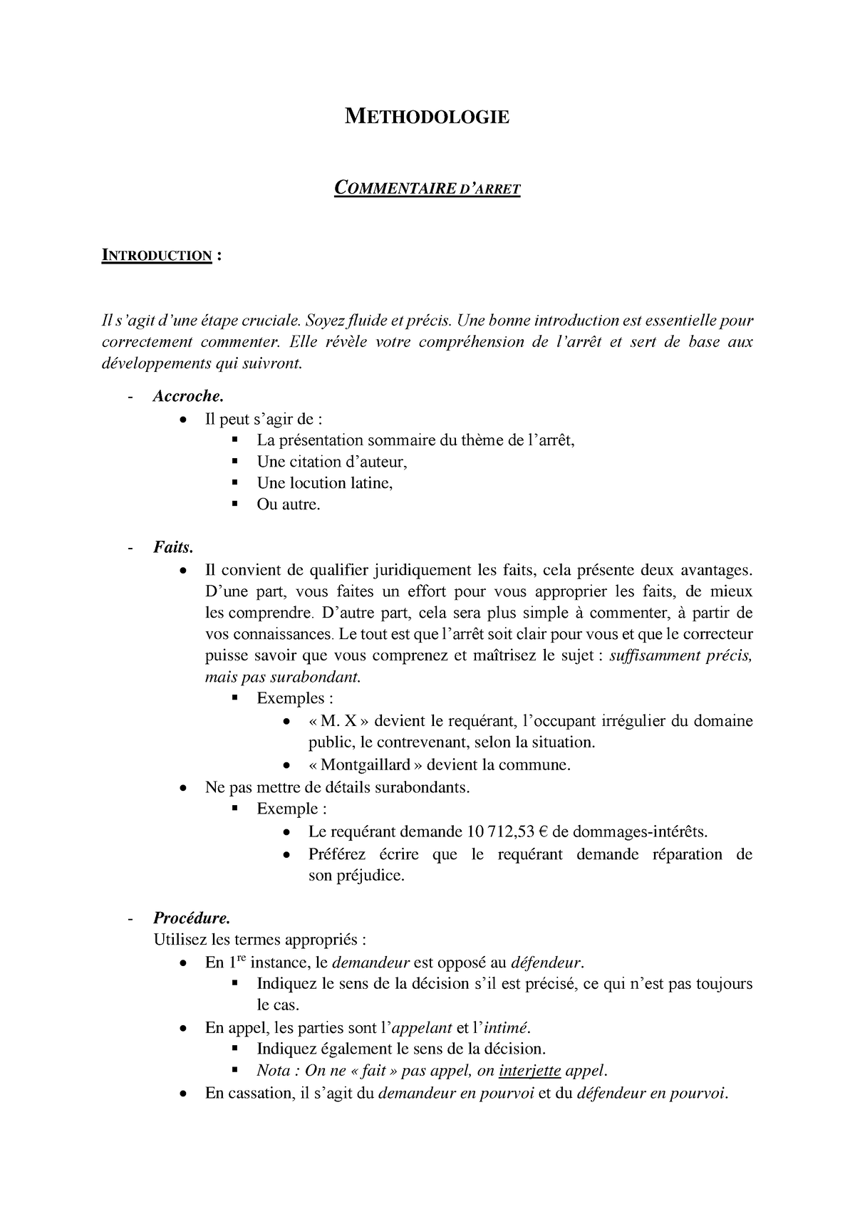 MÃ©thodologie Indicative - METHODOLOGIE COMMENTAIRE D’ARRET ...