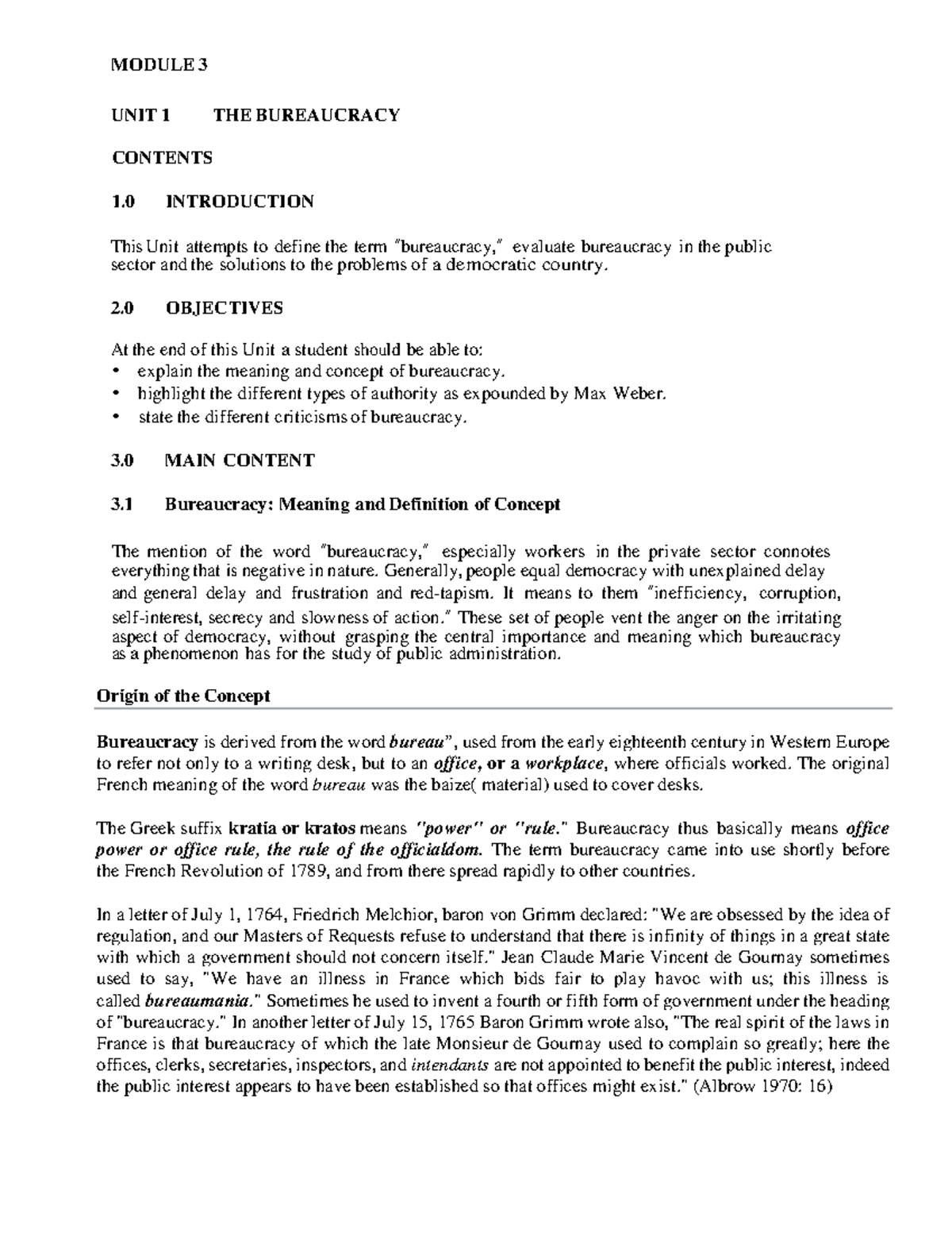 Module 3. UNIT 1- THE Bureaucracy - MODULE 3 UNIT 1 THE BUREAUCRACY ...