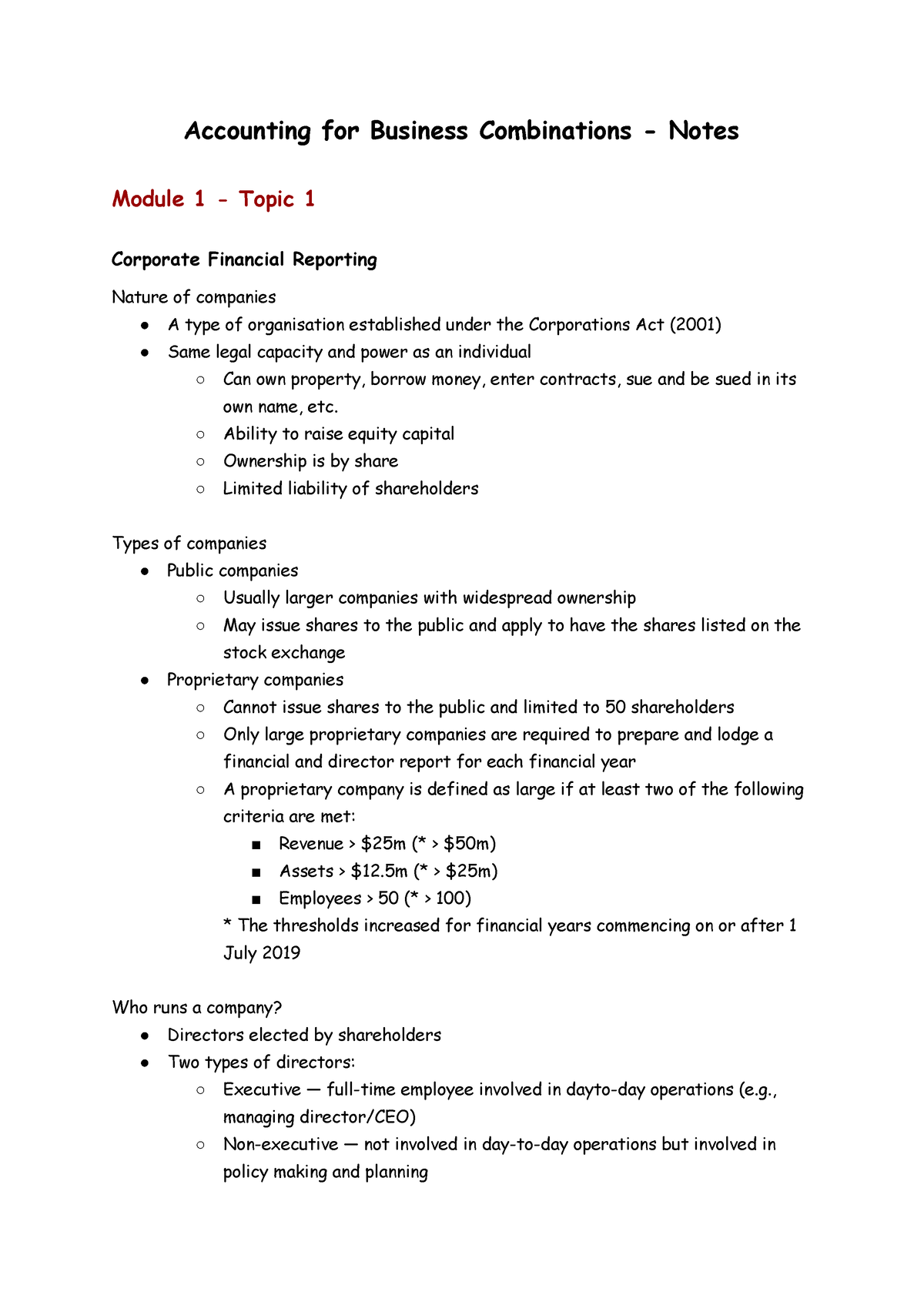 Accounting for Business Combinations - Week 1 - Accounting for Business ...