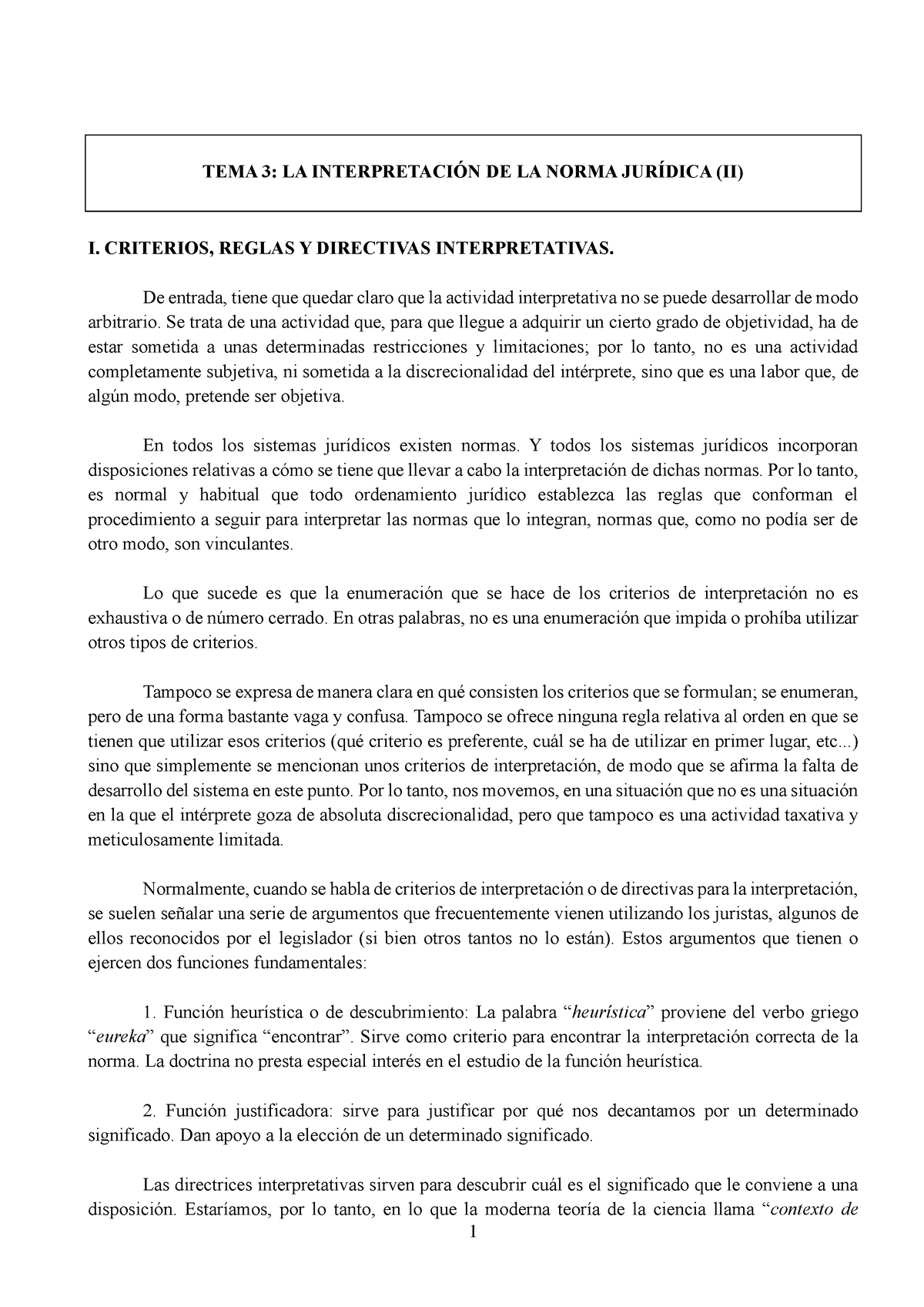 Tema 3 Completo Tema 2 De La Asignatura Filosofía Del Derecho Tema 3 La InterpretaciÓn De 3946