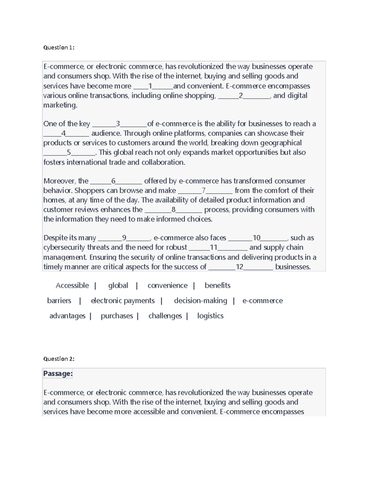 Đề 3 - Terminology 3 - thuật ngữ - Question 1: E-commerce, or ...