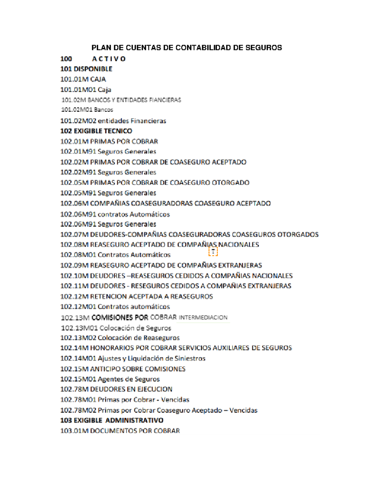 PLAN DE Cuentas DE Contabilidad DE Seguros - PLAN DE CUENTAS DE ...