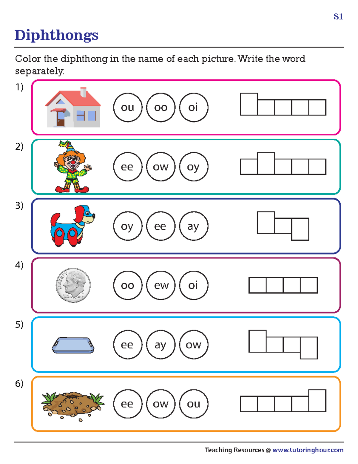 Colorandwrite English Education Diphthongs Teaching Resources