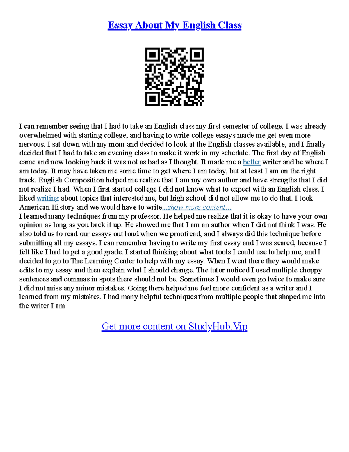 How To Write A 250 Word Essay - Essay About My English Class I can ...