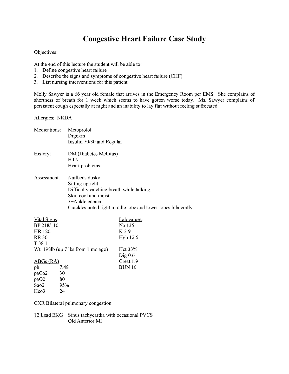 heart failure case study essay