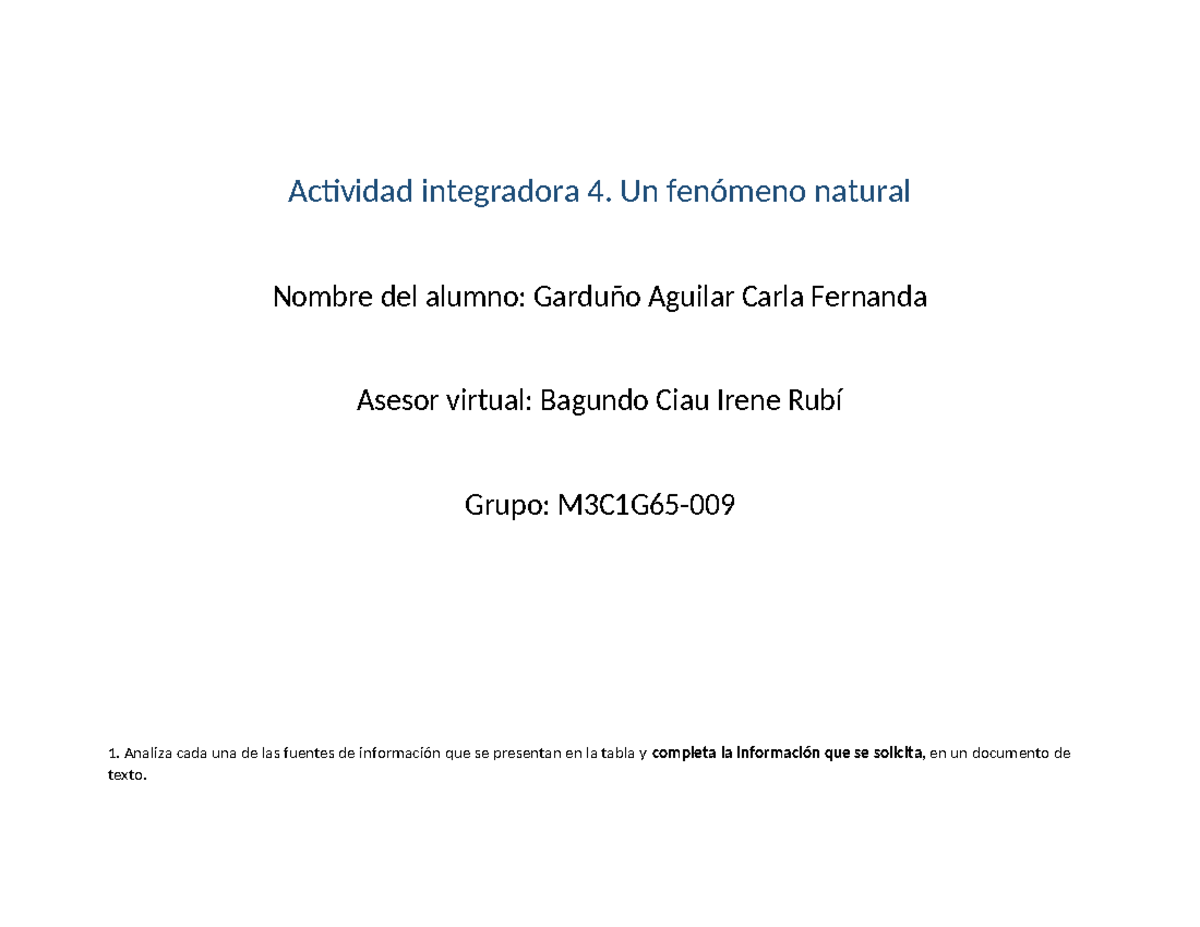 Actividad Integradora 4 Un Fenómeno Natural 2018 www.studocu.com