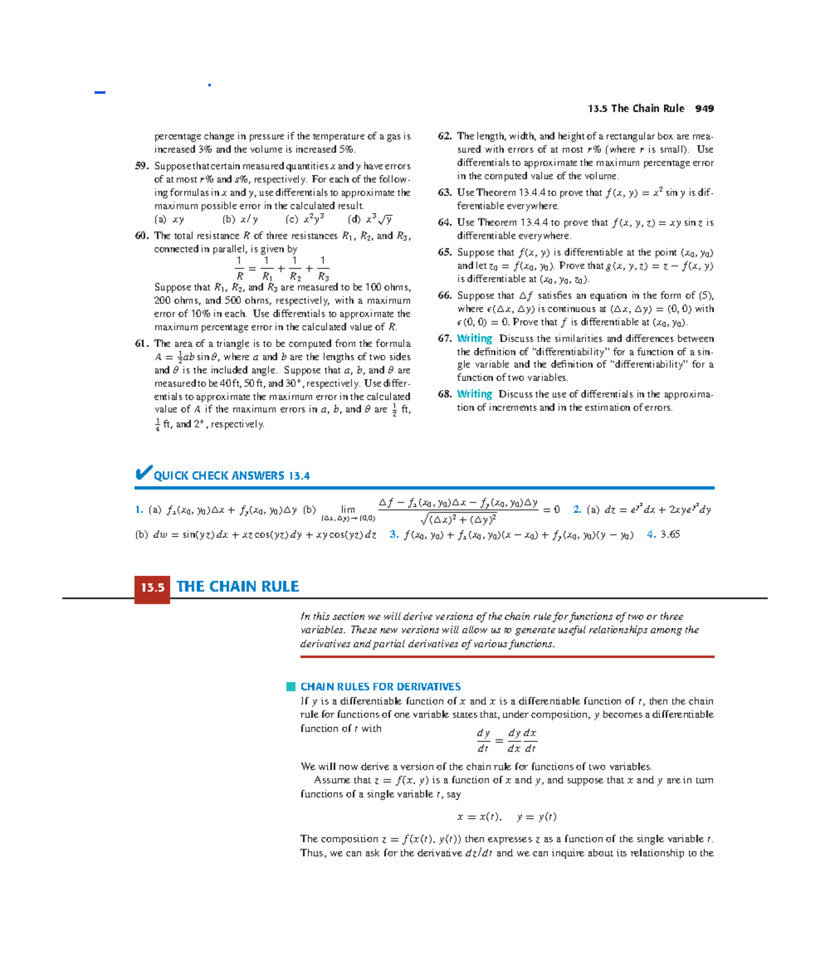 Math work ch13-4 - Math work - 13 The Chain Rule 949 percentage change ...