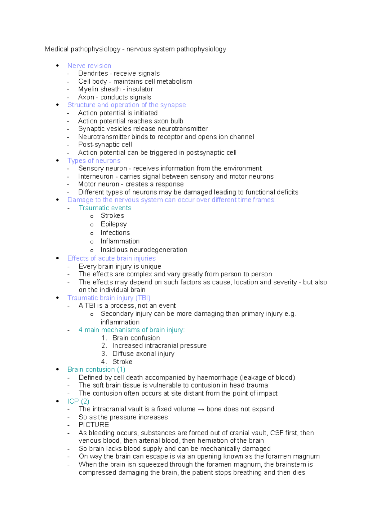 Nervous System Pathophysiology - Inflammation - 4 Main Mechanisms Of 