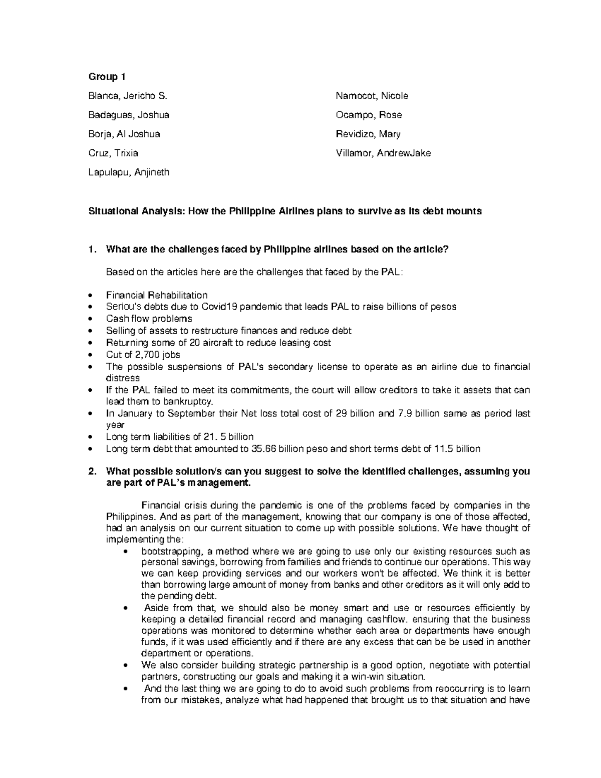 Group 1 Act 1 - Activity about PAL - Group 1 Blanca, Jericho S ...