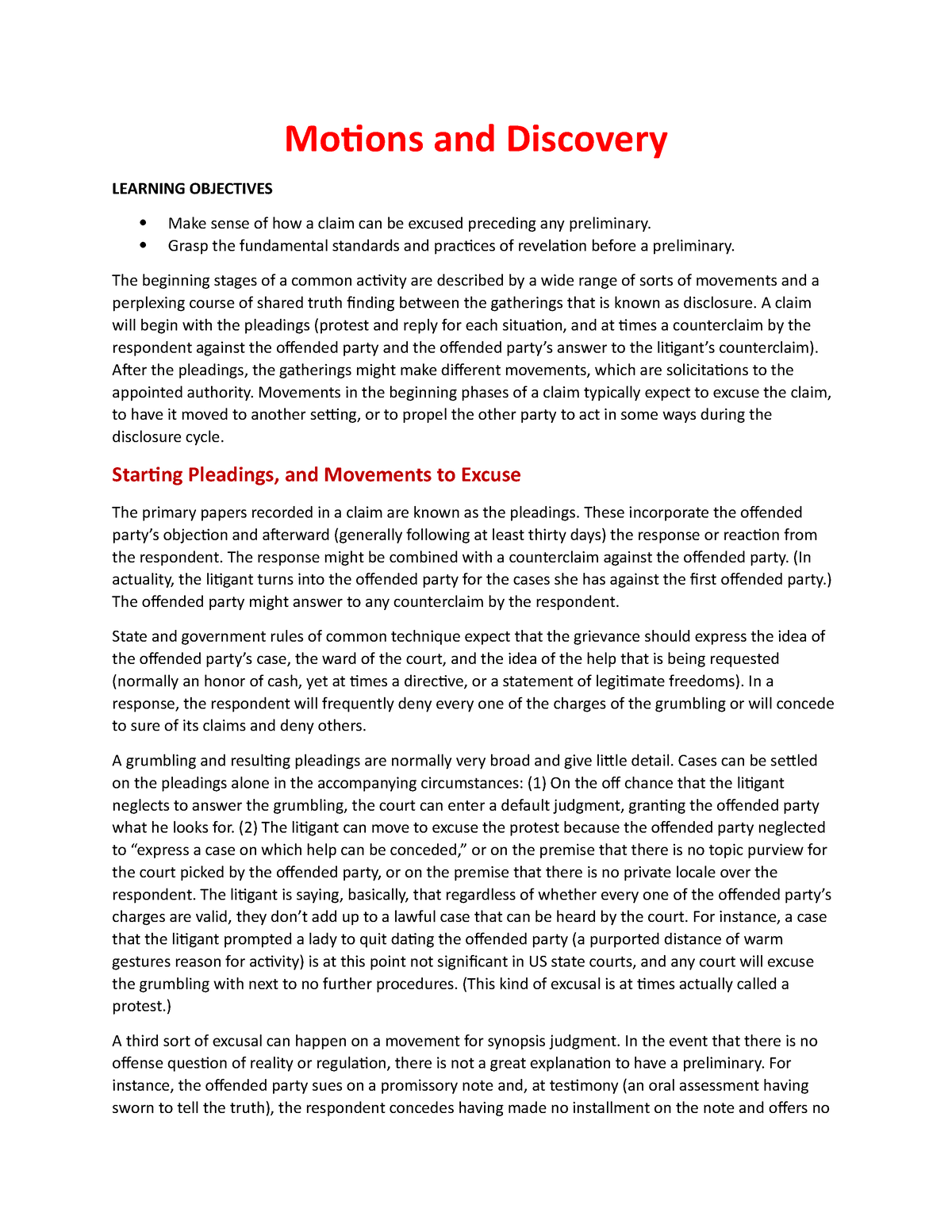 Motions and Discovery Lecture notes. Motions and Discovery LEARNING