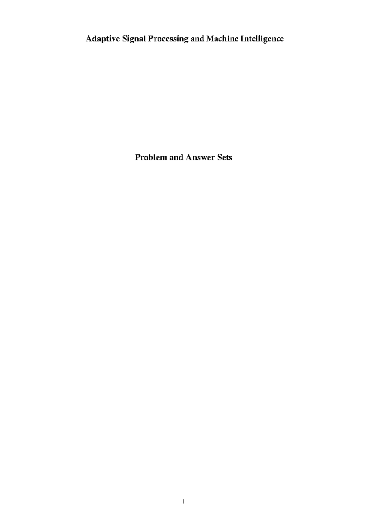 ASP MI Problem Answer Sets 2022 Adaptive Signal Processing and