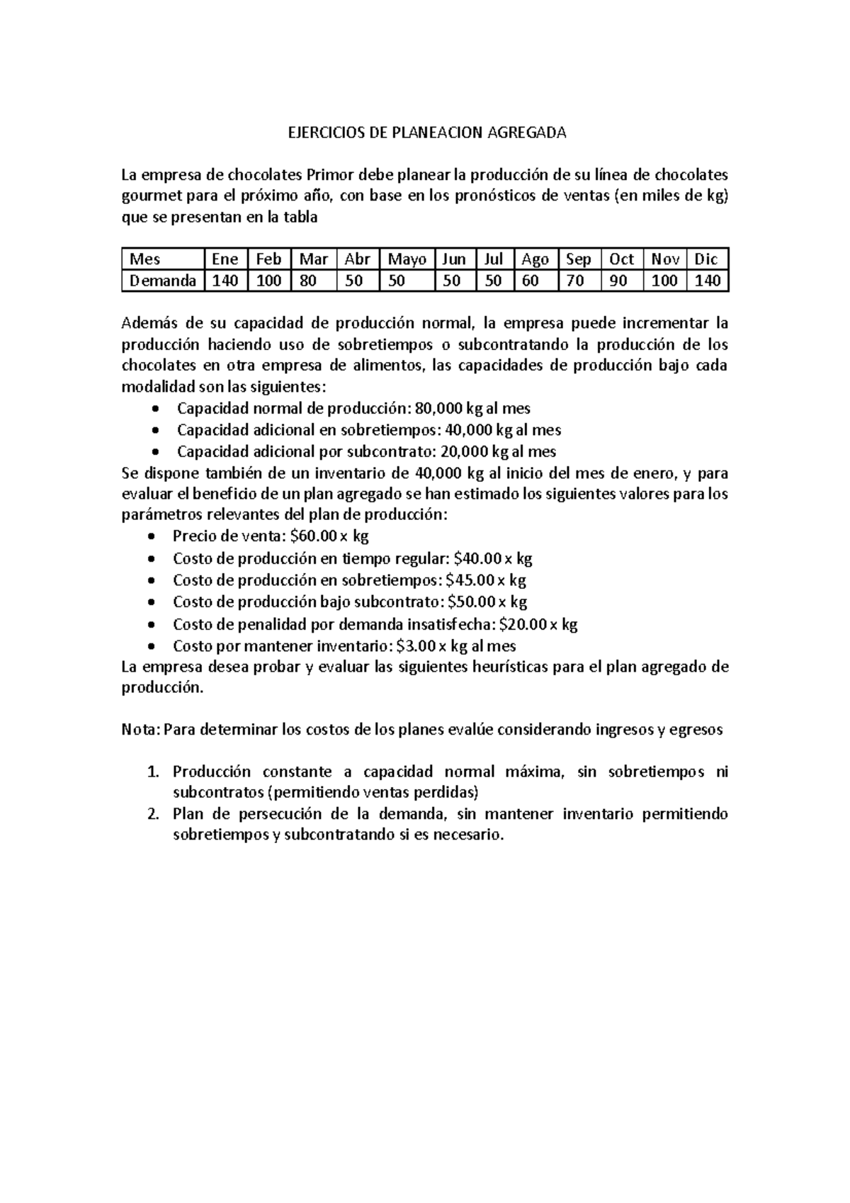 Otros Ejercicios - Mejoramiento Del Proceso - EJERCICIOS DE PLANEACION ...