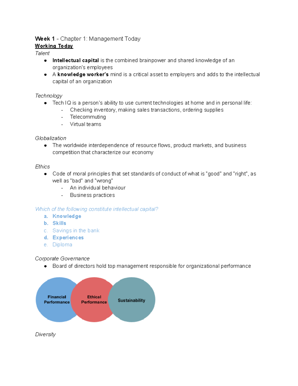 GMS 200 notes - Week 1 - Chapter 1: Management Today Working Today ...