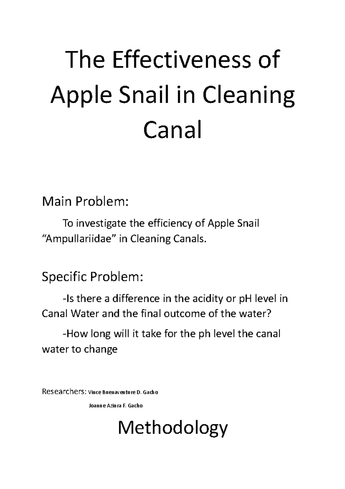 The Effectiveness of Apple Snail in Cleaning Canal The Effectiveness