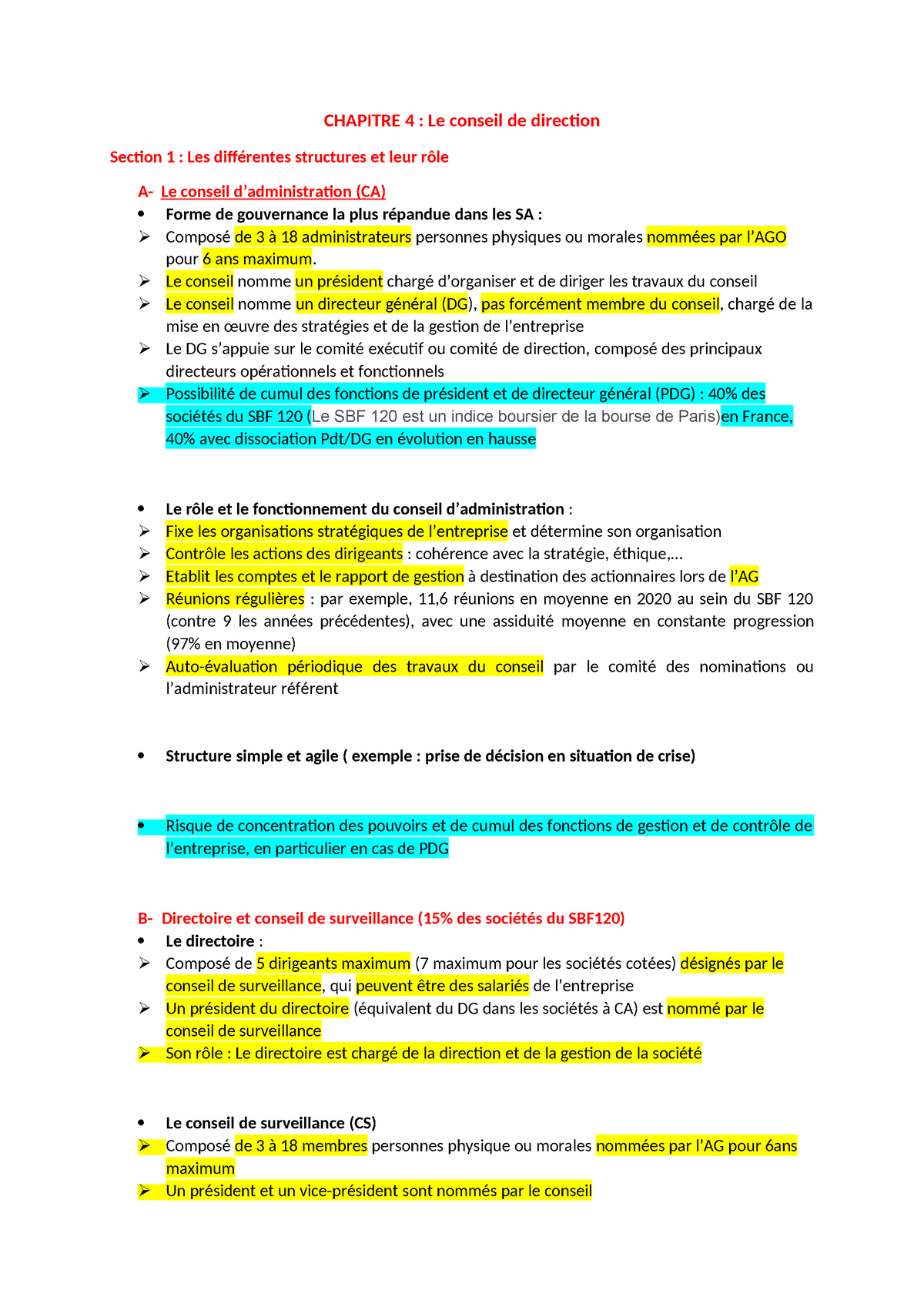 Chapitre 4 - CHAPITRE 4 : Le conseil de direction Section 1 : Les ...