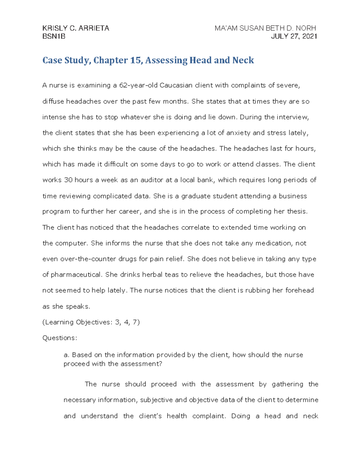 CS-Chapter 15 - Case study analysis Chapter 15 - KRISLY C. ARRIETA ...