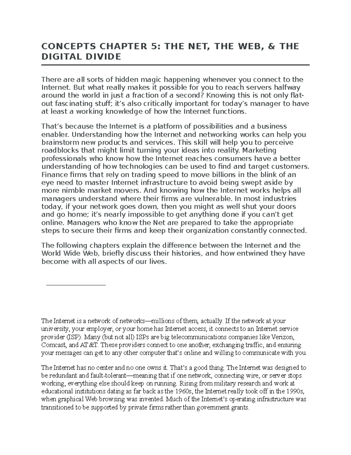 Bcis Notes Part 8 - Review Material - CONCEPTS CHAPTER 5: THE NET, THE ...