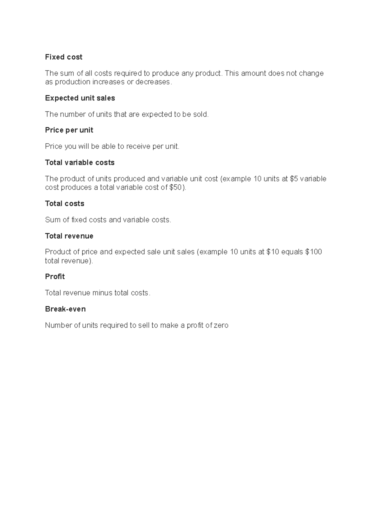 Fixed cost analysis - tutorial work - Fixed cost The sum of all costs ...
