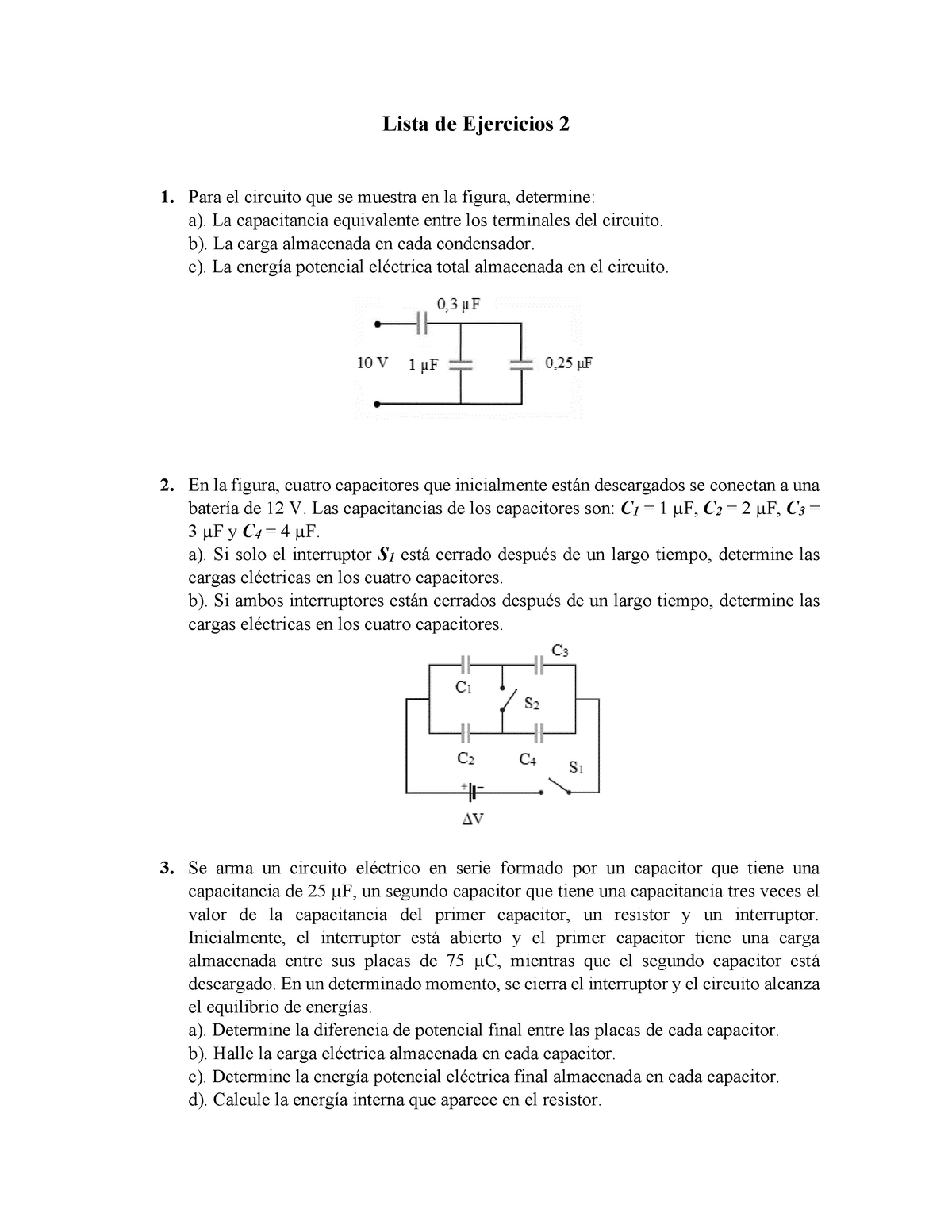 Lista De Ejercicios 2 - La Capacitancia Equivalente Entre Los ...