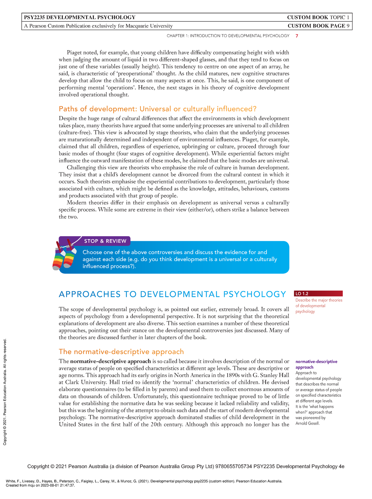 Developmental Psychology PSY2235 (Custom Edition) - (Module 1 ...