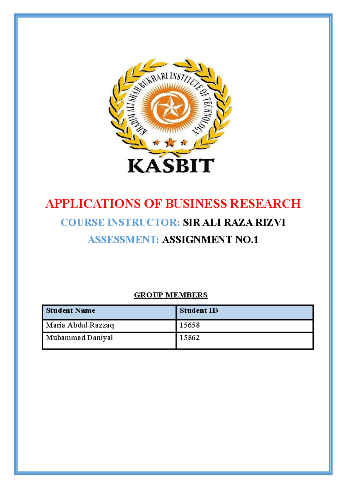 ABR-Research (Maria and Daniyal) - APPLICATIONS OF BUSINESS RESEARCH ...