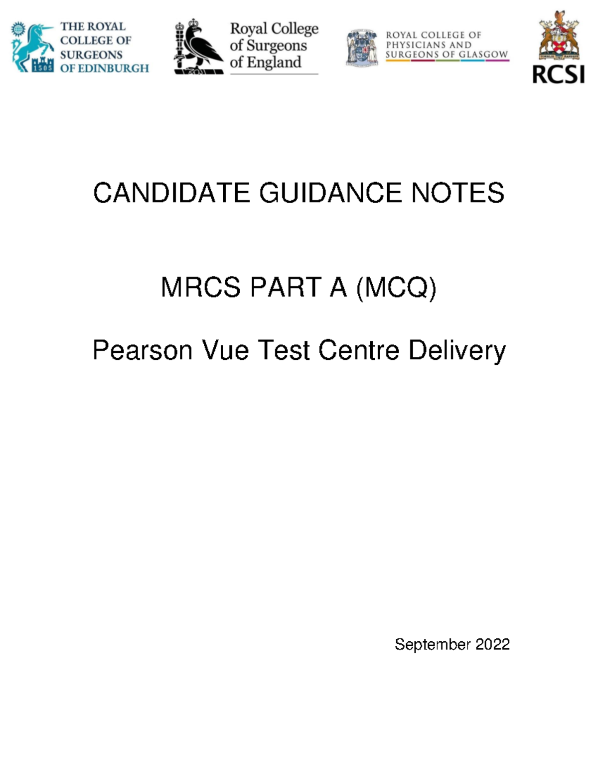 MRCS MCQ Part A Candidate Exam Day Procedures 2022 Pearson Vue Delivery ...