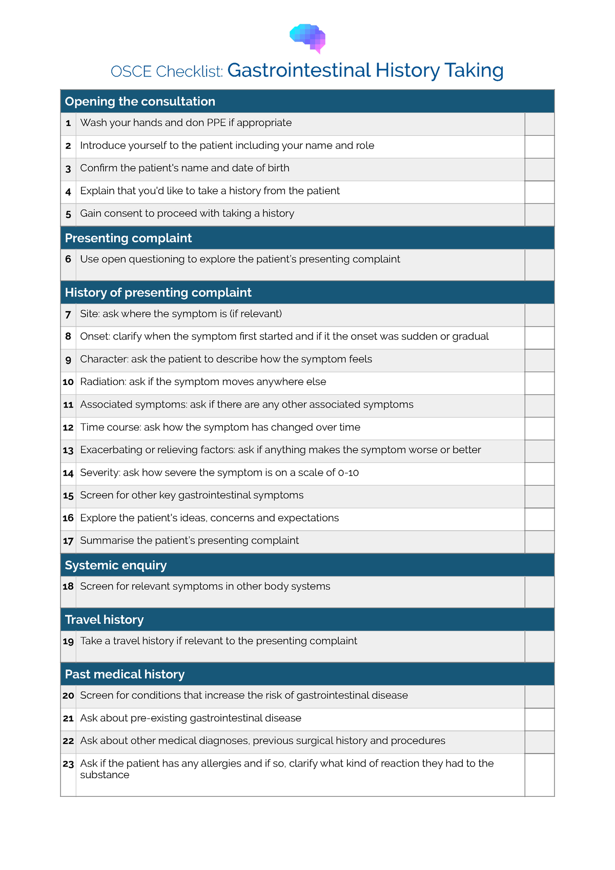 OSCE-Checklist-Gastrointestinal-History-Taking - OSCE Checklist ...