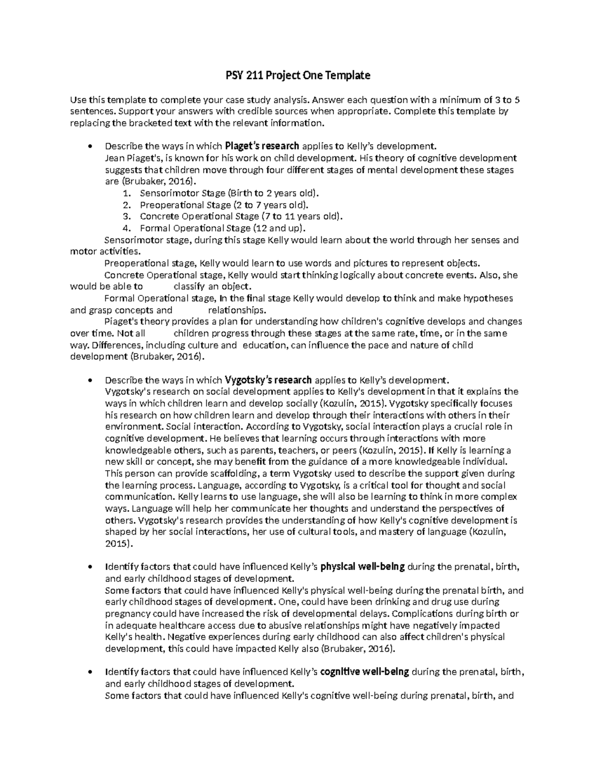 Module 6 project one PSY 211 Project One Template Use this template Module 6 project one PSY 211 Project One Template Use this template