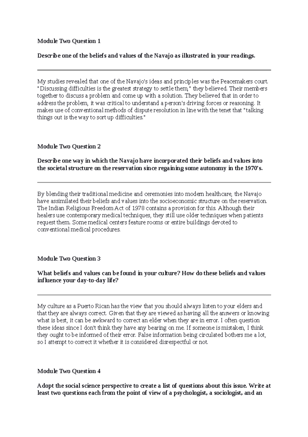 Module 2 Short Responses - Module Two Question 1 Describe one of the ...