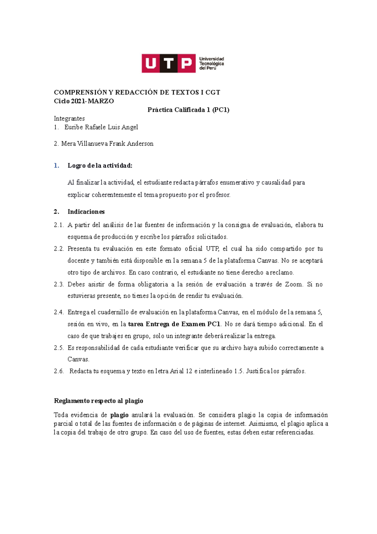 Grupo 7. CGT-CRT1 Práctica Calificada 1 (Formato Oficial UTP) 2021 ...