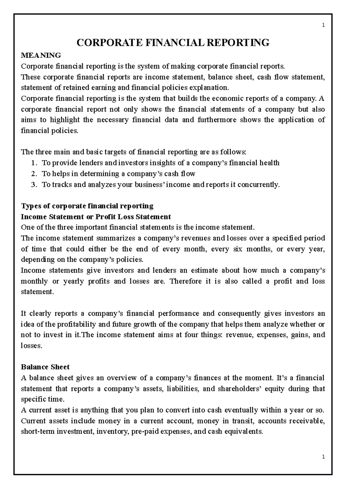 Financial Reporting Definition